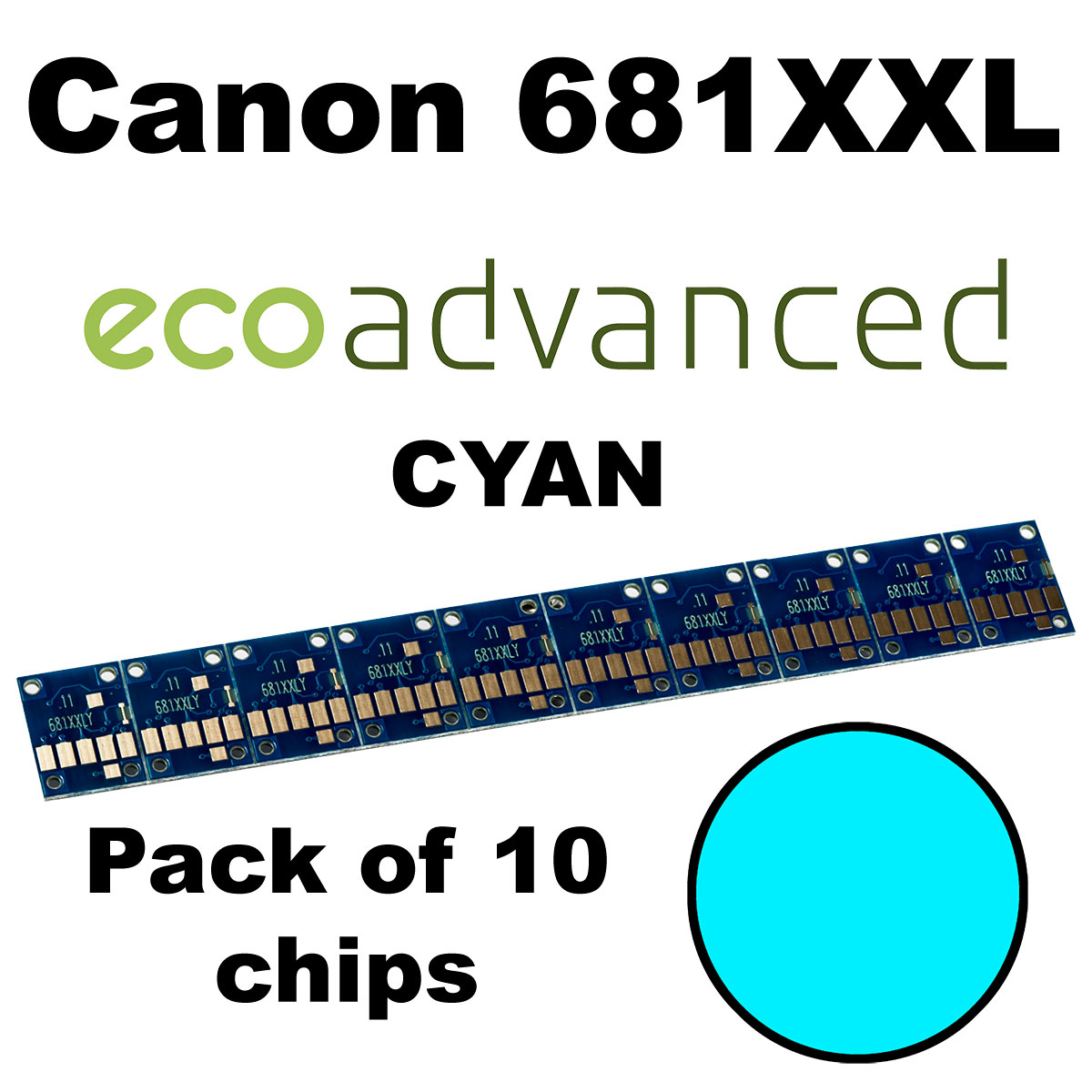 CHIPECO681XXLC ECO BLUE Canon 681XXL CYAN CHIP